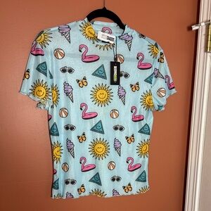 NWT WKND Chasers mesh mock neck top